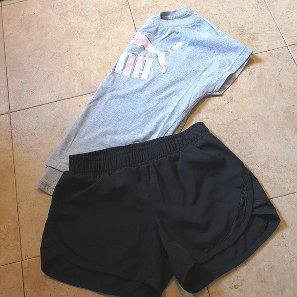 Girls Puma Shirt & Active Wear Shorts - Picture 1 of 14